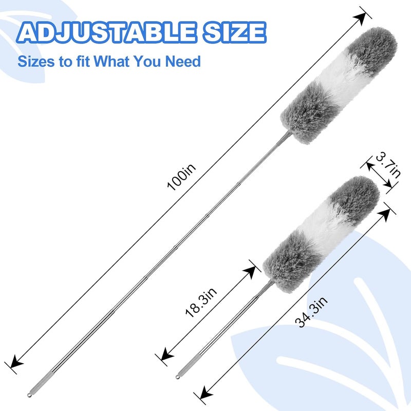 LLOOC Dusters for Cleaning,Feather Duster with Extension Pole,Ceiling Fan Cleaner Duster,Long Duster Extended Handle,Blind Cleaner Dusting - Image 2